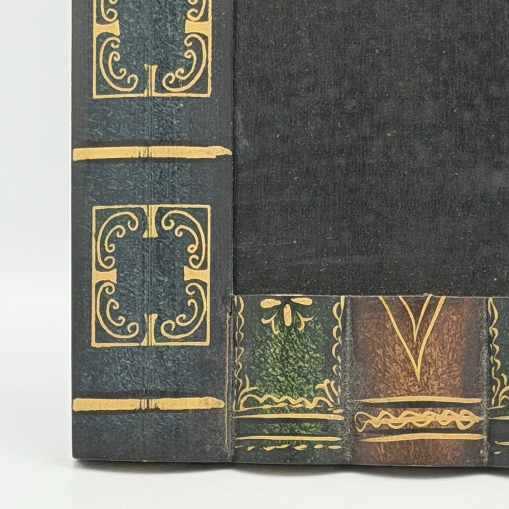 Dark Academia‎ Book Stack Frame 3.5x5 Library Decor Gold Green Study Desk Office